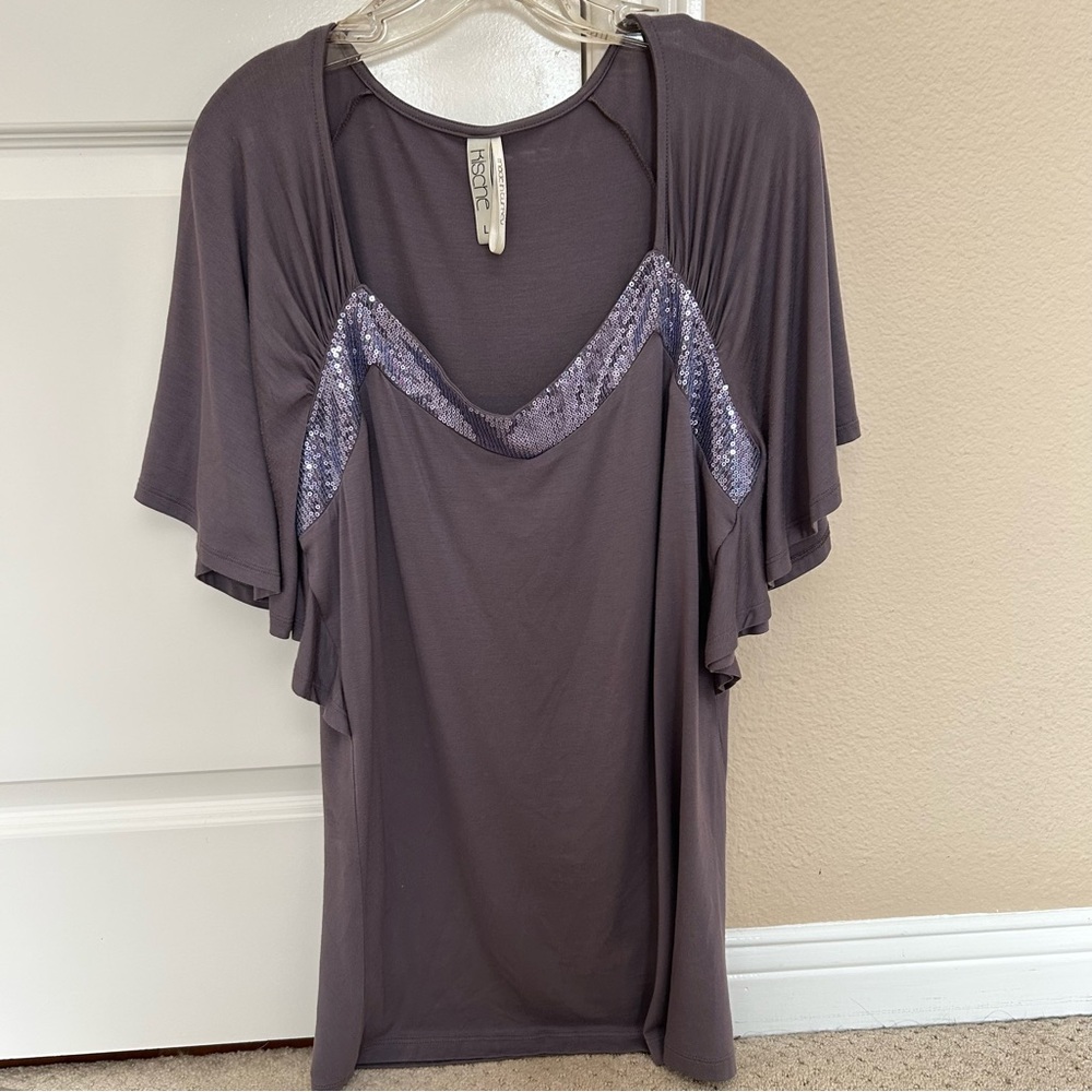 Elegant Purple/Grey Top with Sequins